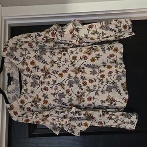 Sanctuary Floral Ruffle Long Sleeve Boho Peasant Shirt Size Medium